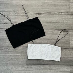 2x Free People Intimately Skinny Strap Seamless Bralette Size XS/S Black/Gray